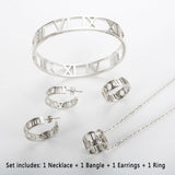 BEST SELLER New Design Hollow Roman Numerals Stainless Steel Jewellery Set for Women  - Fashion Jewellery - The Jewellery Supermarket