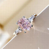 New Trendy Luxury Pink Color Princess Cut AAA+ Cubic Zirconia Diamonds Fashion Ring - The Jewellery Supermarket