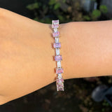 Genuine Princess Cut Pink AAA+ Cubic Zircon Simulated Diamonds Luxury Tennis Bracelets - The Jewellery Supermarket