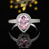 QUALITY RINGS Pear cut Pink AAA+ Cubic Zirconia Diamonds Engagement Ring for Women