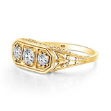 Vintage Style Trendy 3 Stone High Quality Moissanite Diamonds Ring 18KGP Fine Jewellery - The Jewellery Supermarket