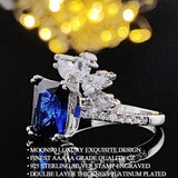 QUALITY RINGS - New Trendy Blue Color Flower AAA+ CZ Diamonds Fashion Ring - The Jewellery Supermarket