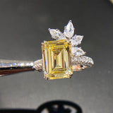 Dazzling New Arrival Luxury Square Yellow AAA+ Cubic Zirconia Diamonds Ring - The Jewellery Supermarket