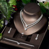 Gorgeous Micro Inlay Full Square Design Geometric AAA+ Cubic Zirconia Diamonds Jewellery Set