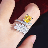New Arrival Trendy Yellow Pink Colour Princess Cut AAA+ Quality CZ Diamonds Engagement Ring - The Jewellery Supermarket
