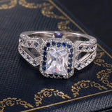 Adorable New Luxury Blue Color Princess Cut AAA+ Cubic Zirconia Diamonds Fashion Ring - The Jewellery Supermarket