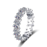 Excellent Emerald Cut 3CT Platinum Plated High Quality Moissanite Diamonds Eternity Ring - Fine Jewellery - The Jewellery Supermarket
