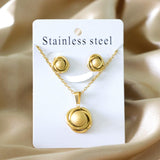 NEW DESIGN Stainless Steel Gold Color Surface Ball And Twisted With Free Chain Pendants Necklace Jewellery Set - The Jewellery Supermarket