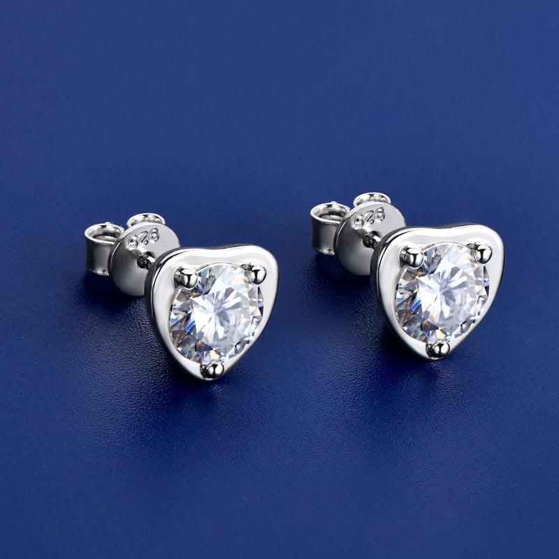 Attractive ♥︎ High Quality Moissanite Diamonds ♥︎ Heart Stud Earrings for Women - Fine Jewellery - The Jewellery Supermarket