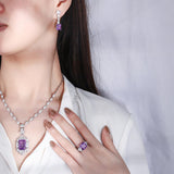 NEW ARRIVAL - Charming Lab Amethyst Gemstone Lab Diamond Silver 925 Wedding Jewelry Sets for Women - The Jewellery Supermarket