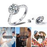 Superb Classic 4 Prong 1ct Round Cut High Quality Moissanite Diamonds Certified Eternity Halo Rings - The Jewellery Supermarket