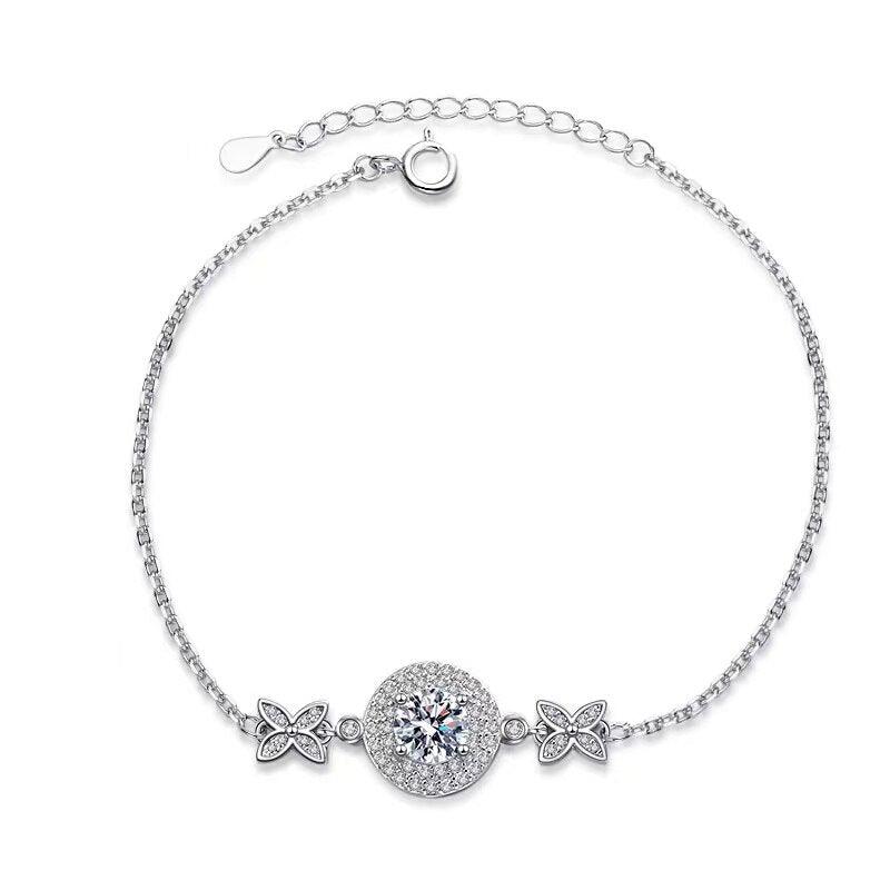 Gorgeous 1ct D Color VVS1 18K WGP High Quality Moissanite Diamond Bowknot Charm Bracelet - Fine Jewellery - The Jewellery Supermarket