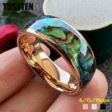 New Arrival 6-8MM Colorful Crushed Shell Inlay Men Women Tungsten Comfort Fit Wedding Rings - Popular Choice