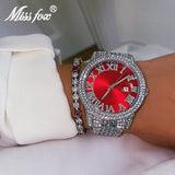 NEW Elegant Stylish Iced Out Simulated Diamond Top Brand Date Waterproof Quartz Fashion Watch