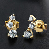 Wonderful D Color ♥︎ High Quality Moissanite Diamonds ♥︎ 14KGP Crawler Stud Earrings - Fine Jewellery - The Jewellery Supermarket