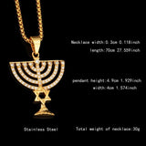 NEW Israel Menorah Happy Hanukkah Golden Stainless Steel Star Of David Pendant - The Jewellery Supermarket