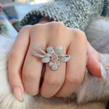 VINTAGE FASHION RING Pink AAA+ Zircon Bow Floral Wedding Luxury and Noble Jewelry Rings - The Jewellery Supermarket