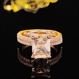NEW Best Selling Rose Gold Color Delightful AAA+ Quality CZ Diamonds Wedding Rings Set