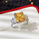 Gorgeous New Arrival Luxury Blue Yellow Color Rectangle AAA+ CZ Diamonds Fashion Ring - The Jewellery Supermarket