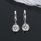 Gorgeous Modern Hoop 6.5mm Real ♥︎ High Quality Moissanite Diamonds ♥︎ Dangle Huggie Drop Earrings - The Jewellery Supermarket