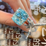 Brilliant New Luxury Sea Blue AAA+ Quality Cz Diamonds Seagull Design Ring - The Jewellery Supermarket