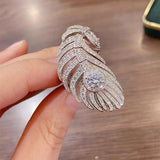 NEW VINTAGE RINGS Feather CZ Diamond 925 sterling silver Promise Engagement Ring