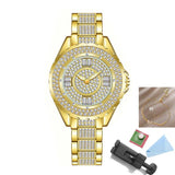 Fashion Bling Simulated Diamonds Gold Rose Gold Silver Original Elegant Ladies Watch With Bracelet Set - Ideal Gift - The Jewellery Supermarket
