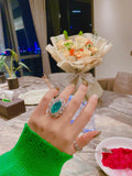 New Luxury Jewelry Oval Cut Flower Design Inlaid Green AAA+ Quality CZ Diamonds Ring - The Jewellery Supermarket