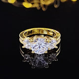NEW Three Stone Gold Color Round Cut 3 Carat AAA+ Quality CZ Diamonds Luxury Ring