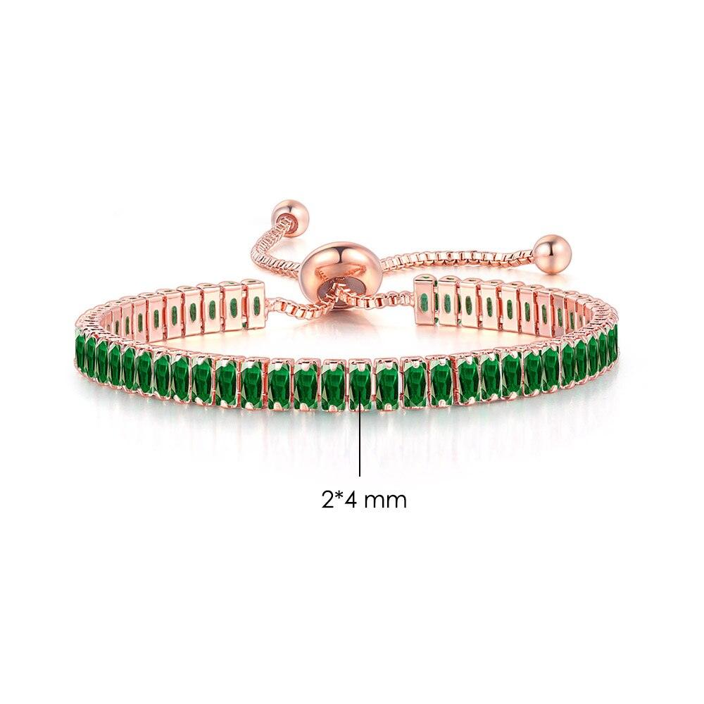LOVELY Luxury Rectangle AAA+ Cubic Zirconia Simulated Diamonds Silver Color Adjustable Elegant Tennis Bracelets - The Jewellery Supermarket