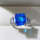 Excellent New Arrival Luxury Blue Yellow Color Rectangle AAA+ CZ Diamonds Fashion Rings - The Jewellery Supermarket