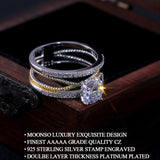 Glamorous Luxury Gold Silver Color Geometry AAA+ Cubic Zirconia Diamonds Fashion Ring - The Jewellery Supermarket