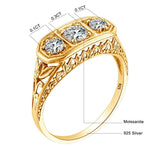 Vintage Style Trendy 3 Stone High Quality Moissanite Diamonds Ring 18KGP Fine Jewellery - The Jewellery Supermarket