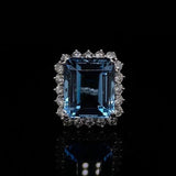 New Arrival Luxury Blue Color Rectangle Cut AAA+ Quality CZ Diamonds Engagement Ring - The Jewellery Supermarket