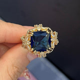 New Arrival Luxury Blue Princess Cut AAA+ Quality CZ Diamonds Fashion High End Ring - The Jewellery Supermarket