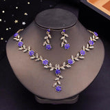 New Luxury Fashion Flower Choker Necklace Earrings Necklace Sets - Rhinestone Jewellery Sets for Women - The Jewellery Supermarket