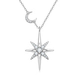 Minimalist 3mm High Quality Moissanite Diamonds Star and Moon Necklace -Birthday Gift - Fine Jewellery - The Jewellery Supermarket