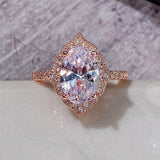 New Arrival Outstanding Luxury Rose Gold Color Marquise Cut AAA+ CZ Diamond Fashion Ring - The Jewellery Supermarket