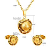 NEW DESIGN Stainless Steel Gold Color Surface Ball And Twisted With Free Chain Pendants Necklace Jewellery Set - The Jewellery Supermarket