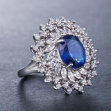 Delightful New Luxury Blue Color Oval Cut AAA+ Cubic Zirconia Diamonds Fashion Ring - The Jewellery Supermarket