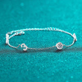 Cute Platinum Plated 0.5ct D Color VVS1 High Quality Moissanite Diamonds Love Bracelet - Fine Jewellery - The Jewellery Supermarket