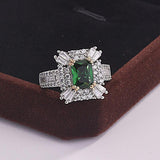 NEW - Luxury AAA+ Cubic Zirconia Green Color Princess Designer Ring - The Jewellery Supermarket