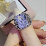 New Luxury Rectangle Princess Cut AAA+ Quality CZ Diamonds Fashion Engagement Ring - The Jewellery Supermarket