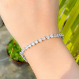 CHARMING Heart Shape AAA+ Cubic Zircon Simulated Diamonds Classic Link Chain Tennis Bracelets - The Jewellery Supermarket