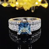 Splendid New Luxury Blue Color Designer AAA+ Cubic Zirconia Diamonds Fashion Ring