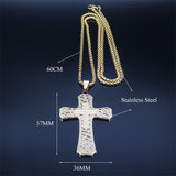 Popular Christian Big Cross Pendant Necklace Stainless Steel - Gold Colour Chain Necklaces - Religious Jewellery - The Jewellery Supermarket