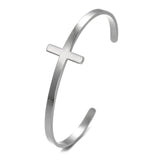 Stylish Stainless Steel Cuff Unisex Religious Faith Open Cross Bangles Bracelets - Religious Jewellery - The Jewellery Supermarket