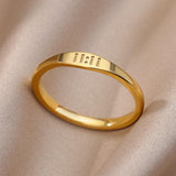 Gold Plated Lucky Stainless Steel Ring Vintage Aesthetic  11:11 and other Angel Number Rings - Religious Jewellery