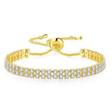 FASCINATING Double Row  AAA+ Cubic Zirconia Simulated Diamonds Gold Plated Tennis Bracelets for Women - The Jewellery Supermarket