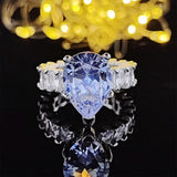 Glamorous New Luxury Pear Shape AAA+ Cubic Zirconia Diamond Fashion Ring - The Jewellery Supermarket
